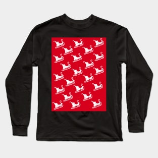 santa's sleigh red random pattern Long Sleeve T-Shirt